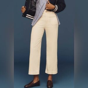 Maeve Anthropologie Colette Cream Corduroy Crop Wide Leg Pants - Size 25